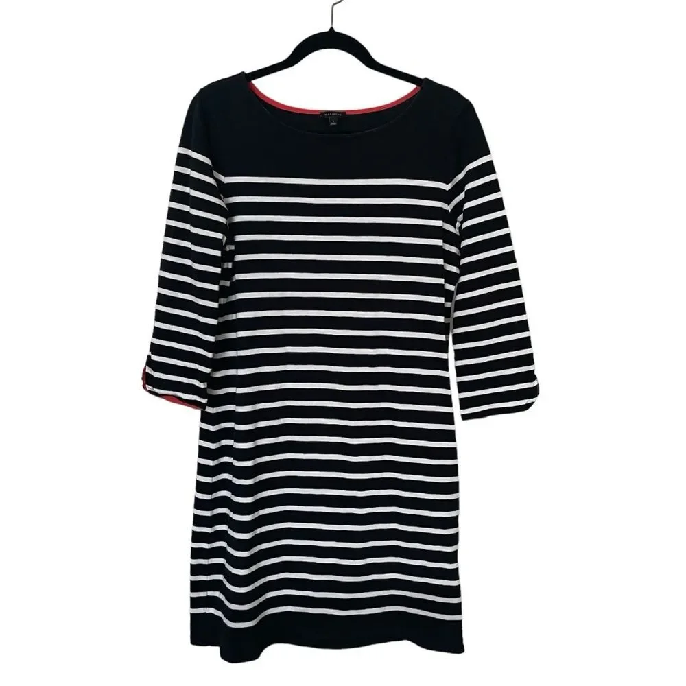 Talbots Navy Striped Nautical Cotton Dress Women's Size Large - Picture 2 of 6